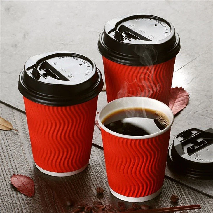 red ripple wall hot paper cups